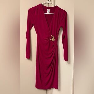 Cache Y2K wrap style dress with gold snake detail